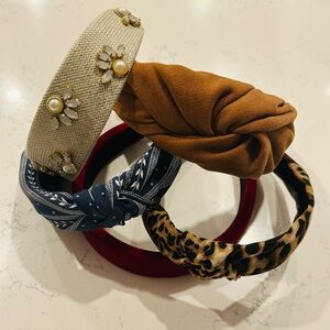 Stylish Women's Headband Set - Brown, Blue, Leopard, Red, and Beaded